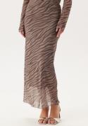 BUBBLEROOM Mesh Maxi Skirt Brown/Beige XS