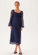 Bubbleroom Occasion Ruched L/S Midi Dress  Navy 40