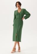 BUBBLEROOM Structure Button Midi Dress Green S