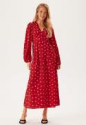 BUBBLEROOM Balloon Sleeve Maxi Dress  Red/Patterned 34