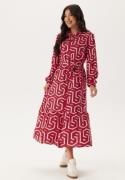 Happy Holly Viscose Long Sleeve Dress Red/Cream 52/54