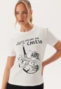 ONLY Onlpenny Life Reg S/S FOOD TOP Bright White Print:cheese XL