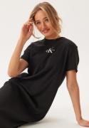 Calvin Klein Jeans Monologo Long Rib Tee Dress BEH Ck Black M