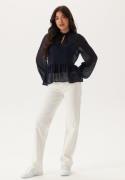 Happy Holly Peplum Dobby Dot Blouse Dark blue 32/34