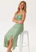 BUBBLEROOM Tie Strap Dress Green/Floral S