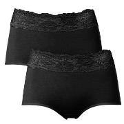 Trofe Lace Trimmed Maxi Briefs Trosor 2P Svart bomull Large Dam