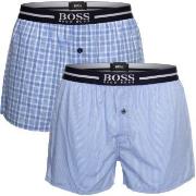 BOSS Kalsonger 2P Woven Boxer Shorts With Fly Blå bomull X-Large Herr