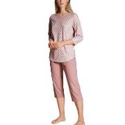 Calida Lovely Nights Crop Pyjama Rosa Mönstrad bomull X-Small Dam