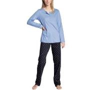 Calida Night Lovers Buttoned Pyjama Blå bomull Medium Dam