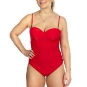 Calvin Klein Structured Bandeau One Piece Röd Large Dam