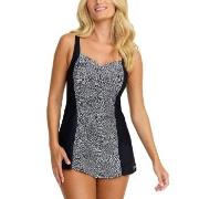 Damella Esther Basic Swimsuit Dress Svart/Vit 44 Dam