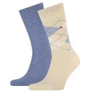 Tommy Hilfiger Strumpor 2P Men Sock Check Beige/Blå Strl 39/42 Herr