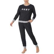 DKNY New Signature Long Sleeve Top and Jogger PJ Mörkgrå Medium Dam