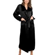 Lady Avenue Pure Silk Long Robe Svart silke Large Dam