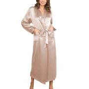 Lady Avenue Pure Silk Long Robe Pärlvit silke Small Dam