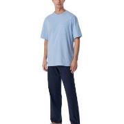 Schiesser Long Pyjamas With Short Sleeve Marin/Blå bomull 52 Herr