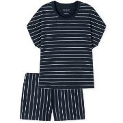 Schiesser Just Stripes Short Pyjamas Marin bomull 40 Dam