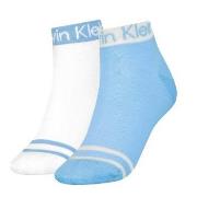 Calvin Klein Strumpor 2P Logo Welt Quarter Socks Blå/Vit One Size Dam