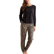 Trofe Zebra Long Sleeve Pyjama Svart mönstrad bomull Large Dam