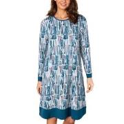 Lady Avenue Bamboo Longsleeve Nightdress Blå Mönstrad Bambu Large Dam