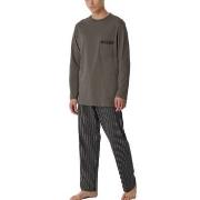 Schiesser Comfort Nightwear Long Pyjamas Brun Mönster bomull 58 Herr