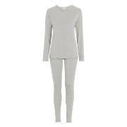 Damella Bamboo Plain Long Pyjamas Set Grå Bambu Medium Dam