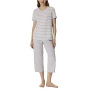 Schiesser Women Three Quarter Pyjamas Vit/Grå bomull 44 Dam