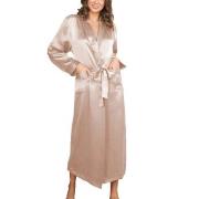 Lady Avenue Pure Silk Long Robe Pärlvit silke XX-Large Dam