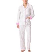 PJ Salvage Long Sleeve Flannel Pyjama Vit/Rosa bomull X-Small Dam