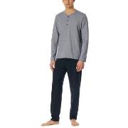 Schiesser Casual Essentials Long Pyjama Button Mörkblå bomull X-Large ...