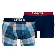 Levis Kalsonger 2P Plaid Aop Boxer Brief Marin/Blå bomull Medium Herr