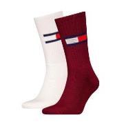 Tommy Men Uni TJ Flag Socks Strumpor 2P Vit/Röd Strl 43/46