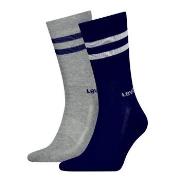 Levis Strumpor 2P Regular Cut Stripe Socks Marin/Grå Strl 35/38