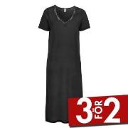 Damella Silk Short Sleeve Nightdress Svart silke X-Large Dam