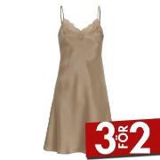 Damella Woven Silk Plain Lace Nightdress Nougat silke X-Large Dam