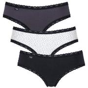 Sloggi Trosor 3P 24 7 Weekend Hipster Svart/Grå bomull 44 Dam