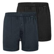 Schiesser Kalsonger 2P Long Boxershorts Svart/Blå bomull 4XL Herr