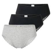 Schiesser Trosor 3P Modern Brazillian Slips Svart/Grå bomull 40 Dam