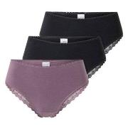 Schiesser Trosor 3P Modern Brazillian Slips Lila/Svart bomull 40 Dam