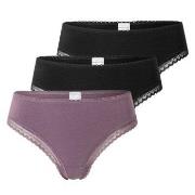 Schiesser Trosor 3P Modern Cheeky String Lila/Svart bomull 44 Dam