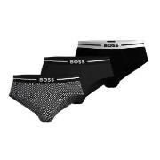 BOSS Kalsonger 9P Bold Design Hip Brief Svart/Vit bomull Large Herr