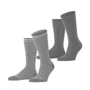 Burlington Strumpor 2P Everyday Stripe Socks Grå Strl 40/46 Herr