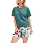 Calida Botanic Dreams Short Pyjamas Set Jadegrön bomull Medium Dam
