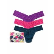 Hanky Panky Trosor 3P Low Rise Lace Thong Lila nylon One Size Dam
