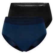 Schiesser Trosor 2P Care Retro Period Pants Svart/Blå bomull 40 Dam