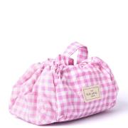 The Flat Lay Co. Parachute Drawstring Flat Lay Makeup Bag - Pink Gingh...