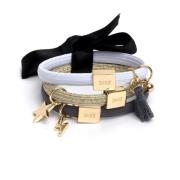 Dark Hair Ties 3 Pk Charm Combo Grey W/Gold - pcs 1