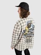 Broken Promises Corn Snake Spatter Distressed Flannel Skjorta grey