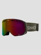 Sinner Olympia Matte Moss Green Goggle full red mirror