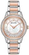 Bulova Damklocka 98L246 Crystal Vit/Roséguldstonat stål Ø32.5 mm